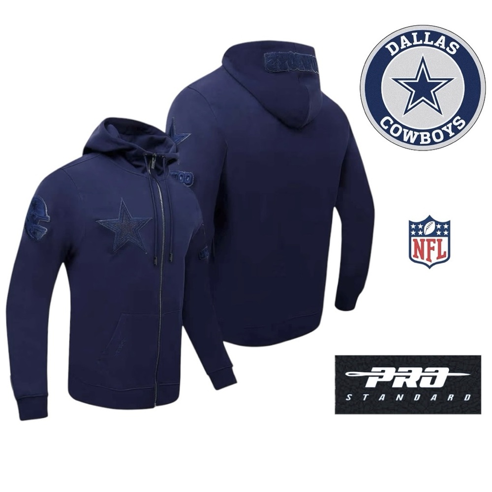 🆕 NWT NFL Dallas Cowboys Hoody Embroidered Zip Front Navy XL